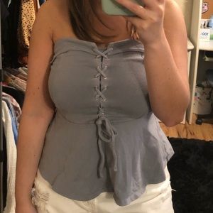 Strapless peplum top